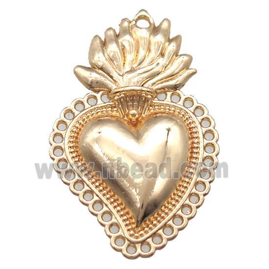 unfading copper heart pendant, lt.gold plated