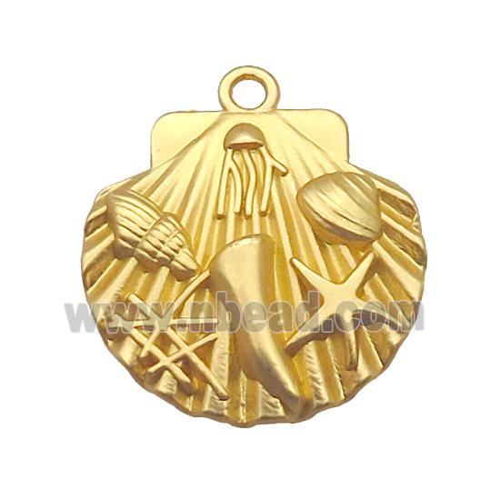 unfading copper Quahog pendant, shelled, duck gold plated