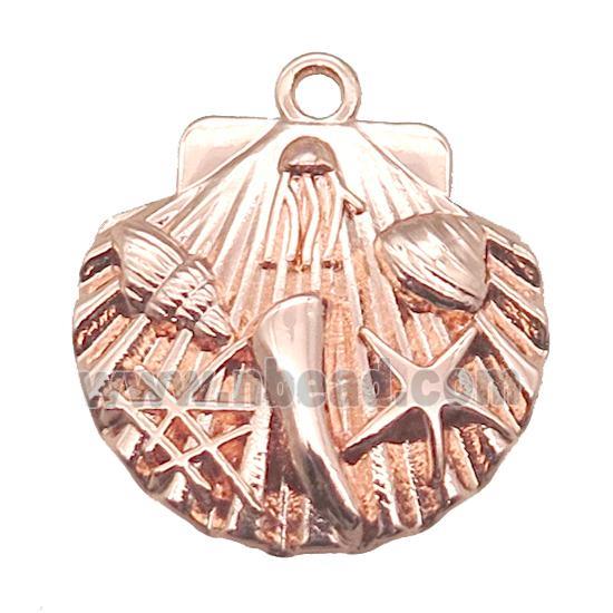 copper pendant, shelled, rose gold