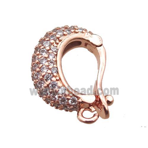 copper pendant bail paved zircon, rose gold