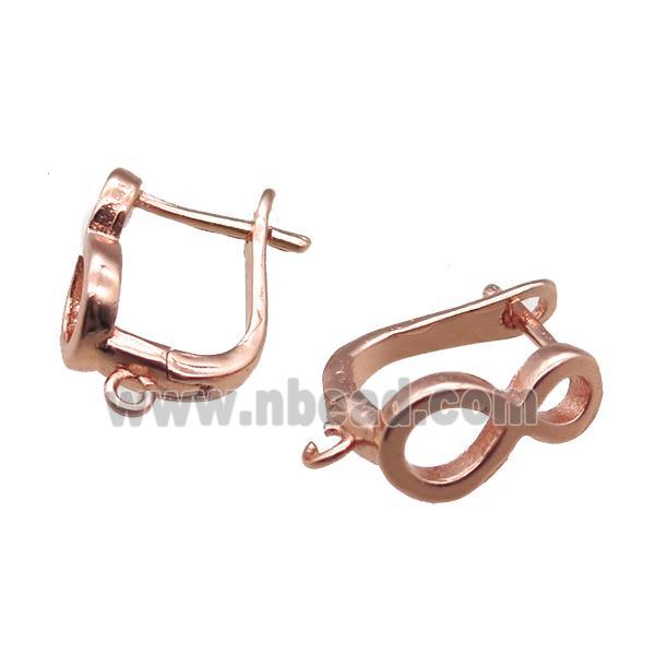 copper Latchback Earrings, infinity, rose gold