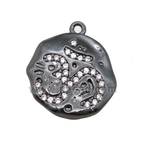 copper pendant paved zircon, black plated