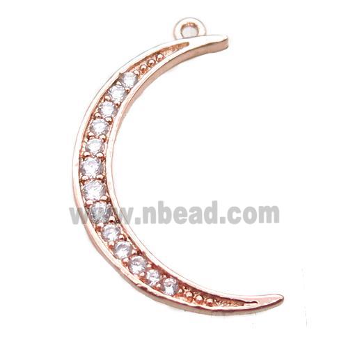 copper moon pendant paved zircon, rose gold