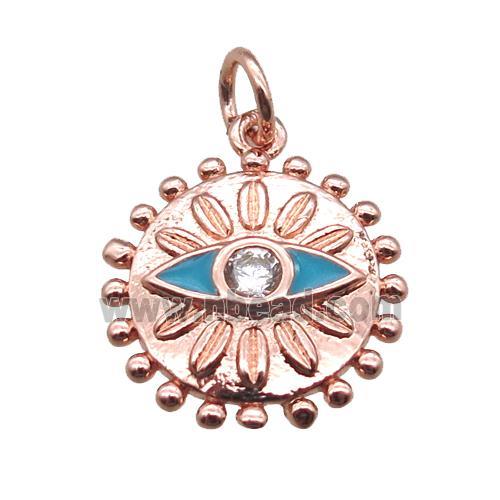 copper eye pendant paved zircon, rose gold