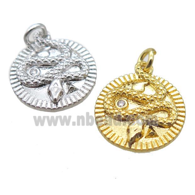 copper circle snake pendant, mixed