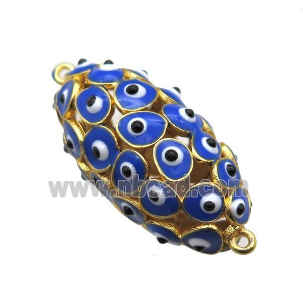 blue enameling copper oval connector with evail eye, gold plated