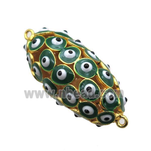 green enameling copper oval connector with evail eye, gold plated
