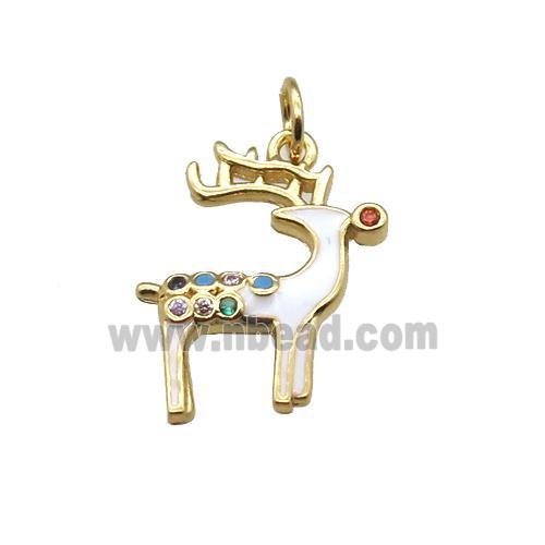 copper Reindeer pendant paved zircon, gold plated