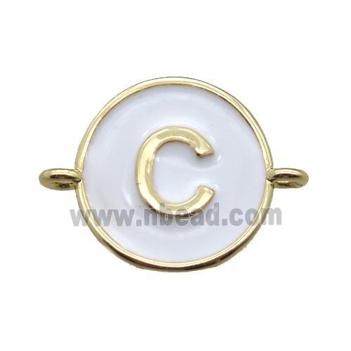 white enameling copper letter-C connector, gold plated