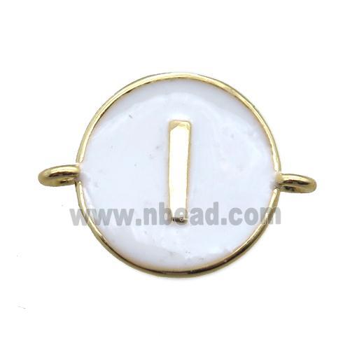 white enameling copper letter-I connector, gold plated