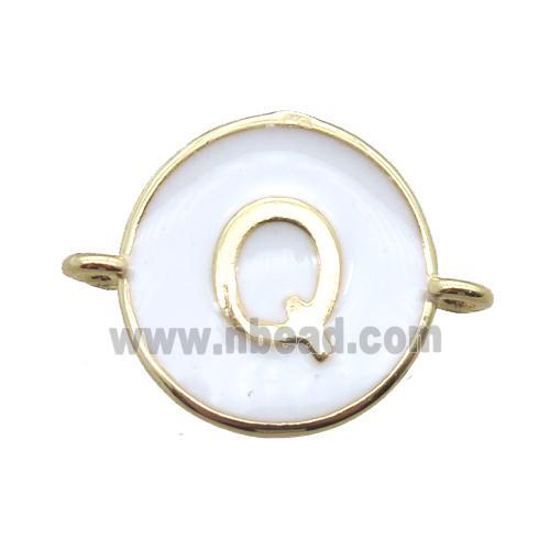 white enameling copper letter-Q connector, gold plated