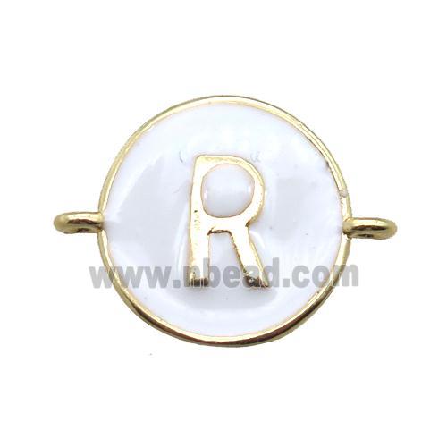 white enameling copper letter-R connector, gold plated