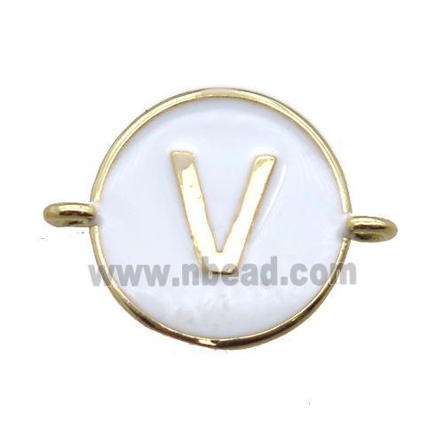 white enameling copper letter-V connector, gold plated