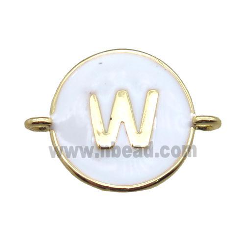 white enameling copper letter-W connector, gold plated