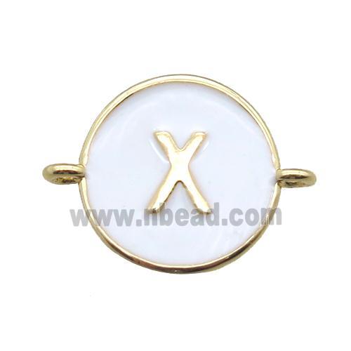 white enameling copper letter-X connector, gold plated