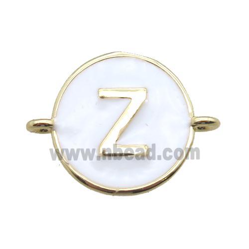 white enameling copper letter-Z connector, gold plated