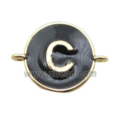black enameling copper letter-C connector, gold plated
