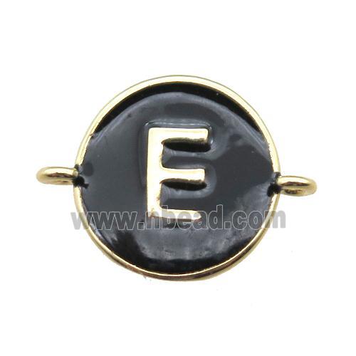 black enameling copper letter-E connector, gold plated