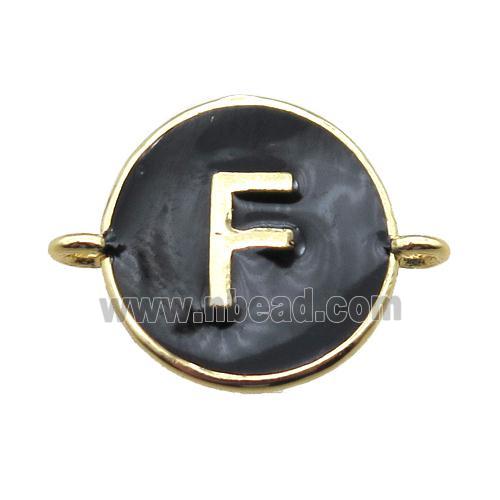 black enameling copper letter-F connector, gold plated
