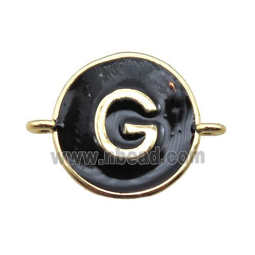 black enameling copper letter-G connector, gold plated