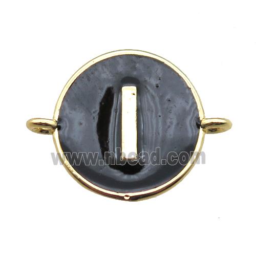 black enameling copper letter-I connector, gold plated