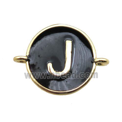 black enameling copper letter-J connector, gold plated