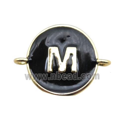 black enameling copper letter-M connector, gold plated