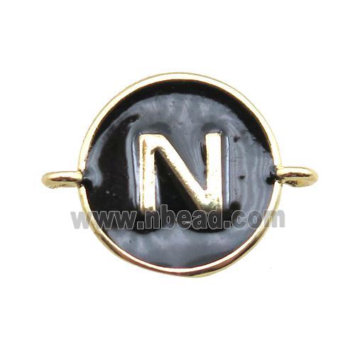black enameling copper letter-N connector, gold plated