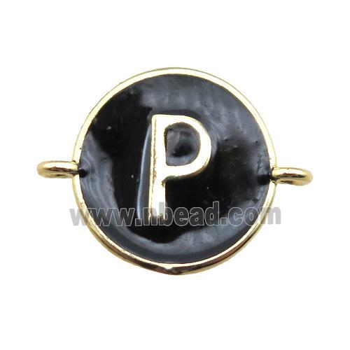 black enameling copper letter-P connector, gold plated