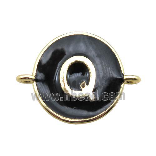 black enameling copper letter-Q connector, gold plated
