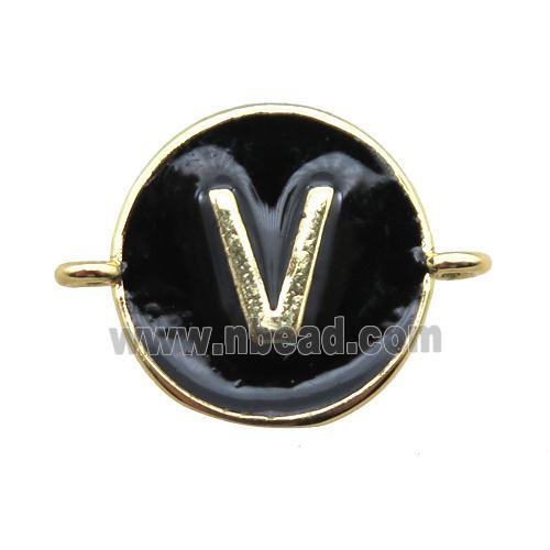 black enameling copper letter-V connector, gold plated