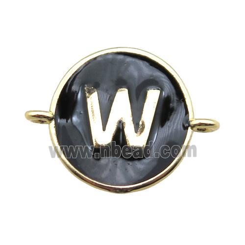 black enameling copper letter-W connector, gold plated