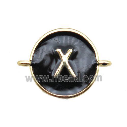 black enameling copper letter-X connector, gold plated