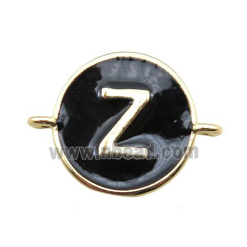 black enameling copper letter-Z connector, gold plated