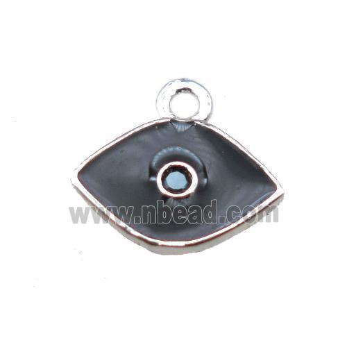 black enameling copper eye pendant paved zircon, platinum plated