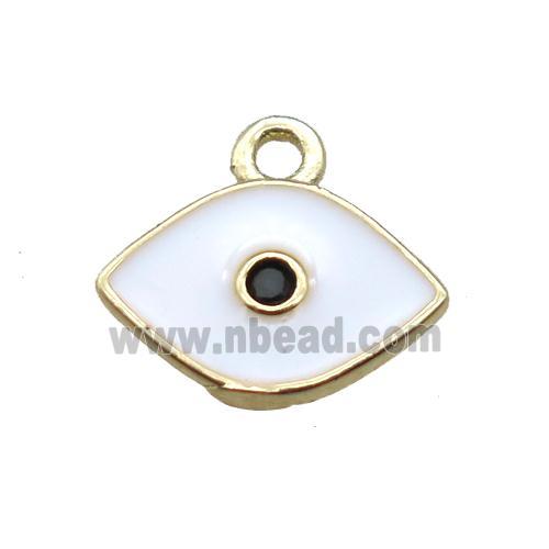 white enameling copper eye pendant paved zircon, gold plated