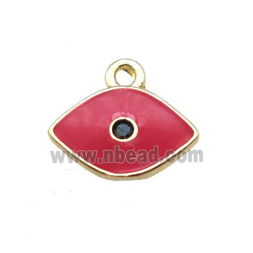 red enameling copper eye pendant paved zircon, gold plated