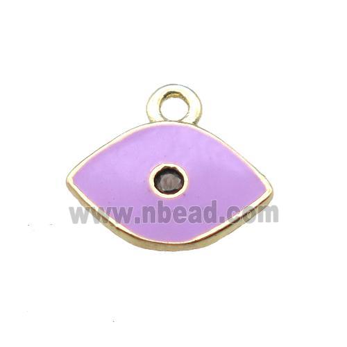 purple enameling copper eye pendant paved zircon, gold plated