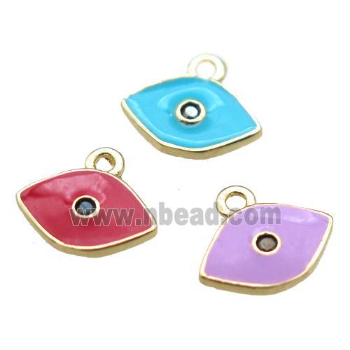 enameling copper eye pendant paved zircon, mixed color, gold plated