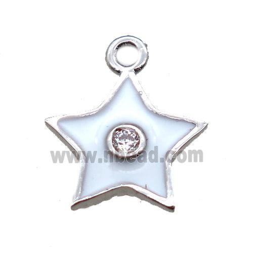 white enameling copper star pendant paved zircon, platinum plated