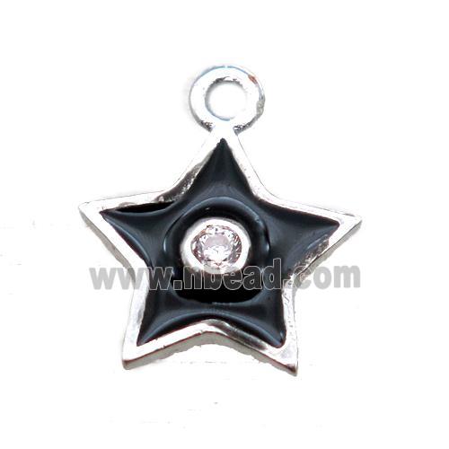 black enameling copper star pendant paved zircon, platinum plated
