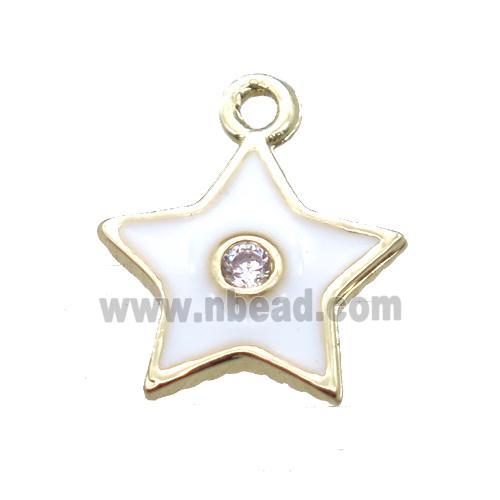 white enameling copper star pendant paved zircon, gold plated