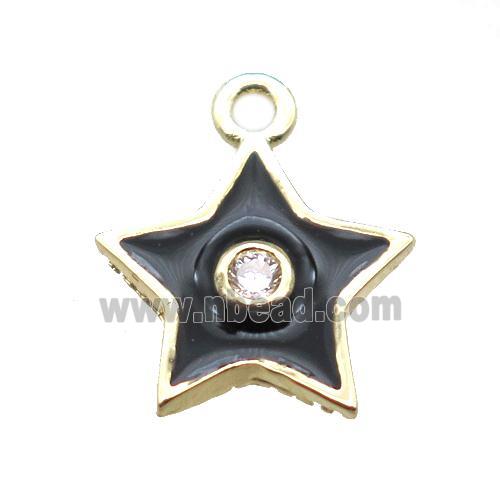 black enameling copper star pendant paved zircon, gold plated