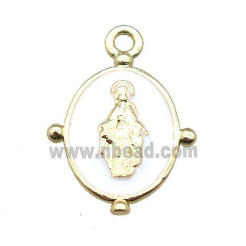 white enameling copper Jesus pendant, gold plated