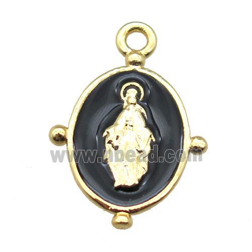 black enameling copper Jesus pendant, gold plated