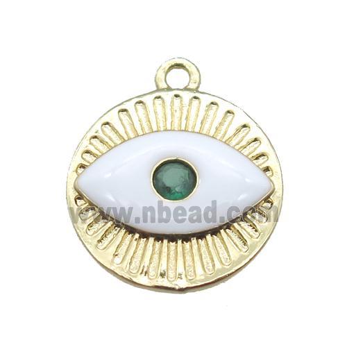 copper eye pendant with white enameling, gold plated