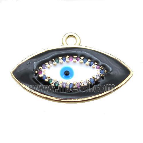 copper eye pendant with black enameling, gold plated
