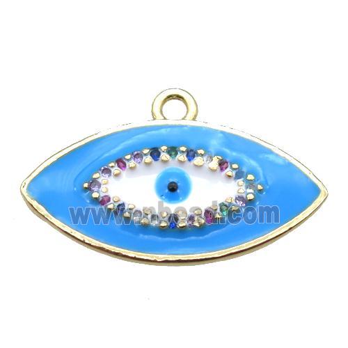 copper eye pendant with blue enameling, gold plated