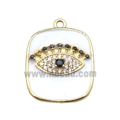 copper eye pendant pave zircon with white enameling, gold plated