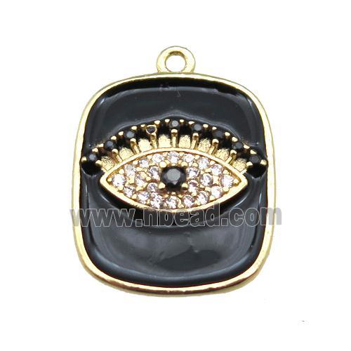 copper eye pendant pave zircon with black enameling, gold plated